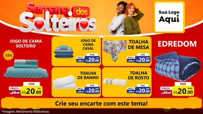 Modelo de TV para TV Horizontal com o tema Semana dos Solteiros para Cama, Mesa e Banho