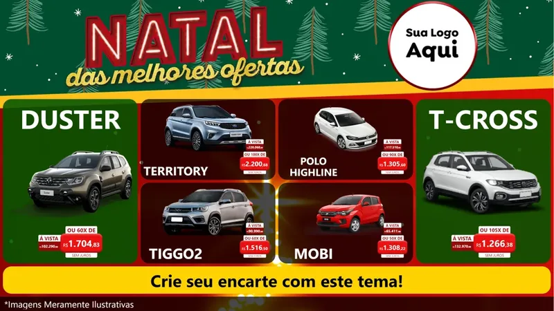 Modelo de TV para TV Horizontal com o tema Natal das Melhores Ofertas para Concessionaria de Carros