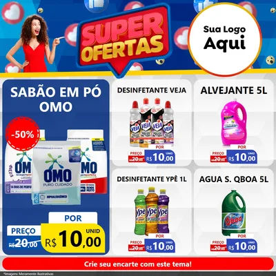Modelo de Rede Social para Feed Facebook com o tema Super Ofertas para Produtos de Limpeza