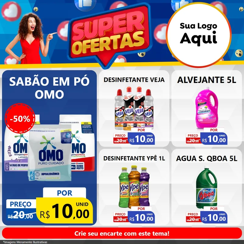 Modelo de Rede Social para Feed Facebook com o tema Super Ofertas para Produtos de Limpeza