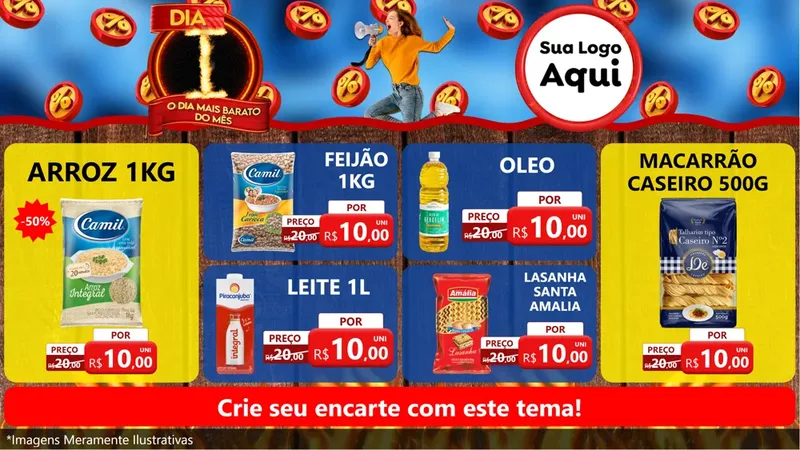 Modelo de TV para TV Horizontal com o tema Dia I - O Dia Mais Barato Do Mês para Supermercado
