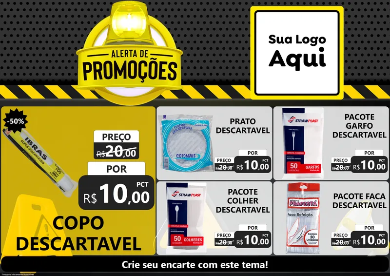 Modelo de Encarte para Encarte A4 Horizontal com o tema Alerta de Promoções para Embalagens