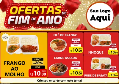 Modelo de Encarte para Encarte A4 Horizontal com o tema Ofertas de Fim de Ano para Restaurante
