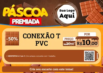 Modelo de Cartaz para Cartaz A4 Horizontal com o tema Páscoa Premiada para Tubos e conexões