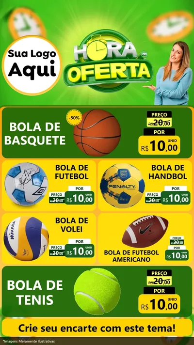 Modelo de TV para TV Vertical com o tema Hora da Oferta para Artigos Esportivos