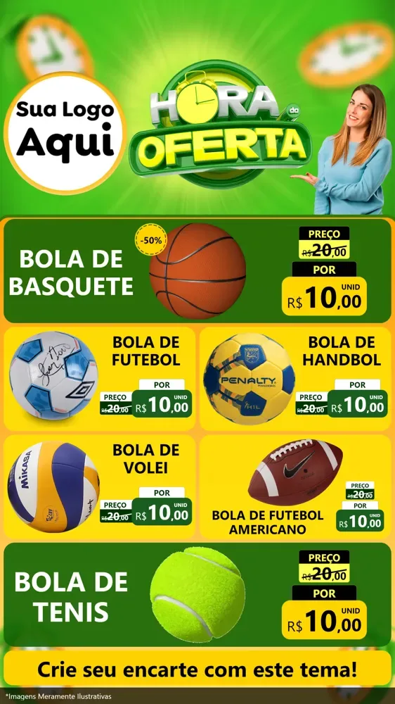 Modelo de TV para TV Vertical com o tema Hora da Oferta para Artigos Esportivos