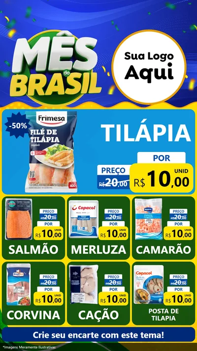 Modelo de Rede Social para Stories com o tema Mês do Brasil para Peixaria