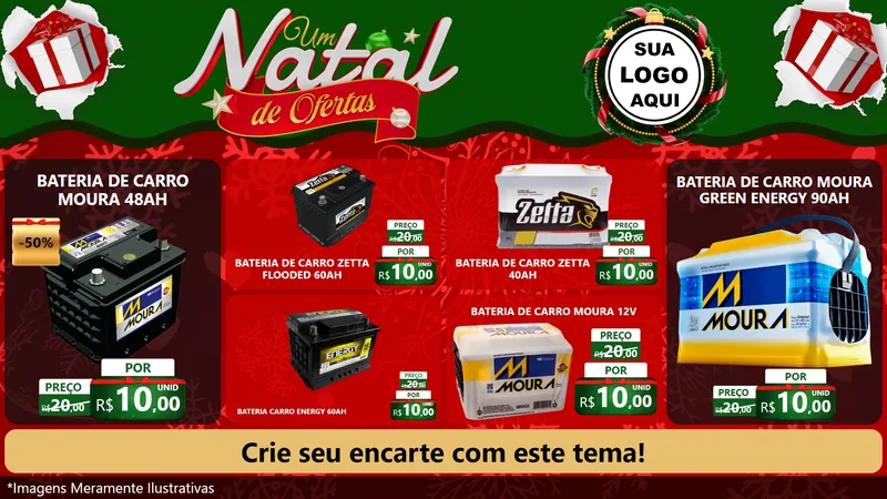 Modelo de TV para TV Horizontal com o tema Um Natal de Ofertas para Baterias Elétricas