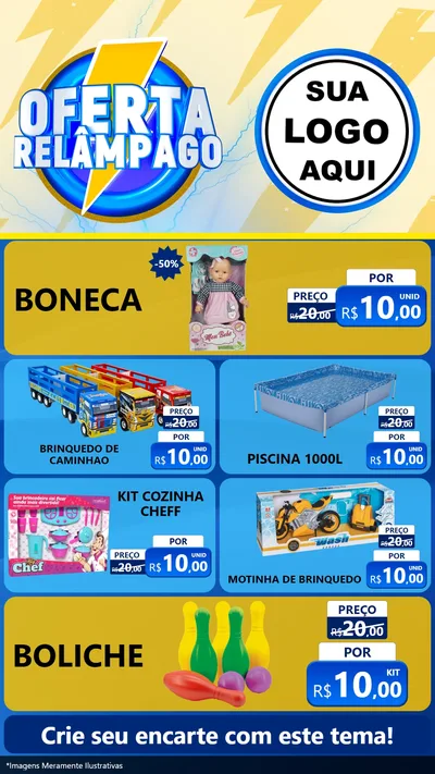 Modelo de TV para TV Vertical com o tema Oferta Relâmpago para Brinquedos