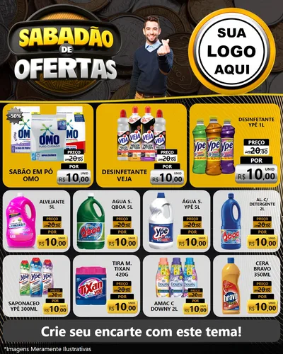 Modelo de Rede Social para Feed Instagram com o tema Sabadão de Ofertas para Produtos de Limpeza
