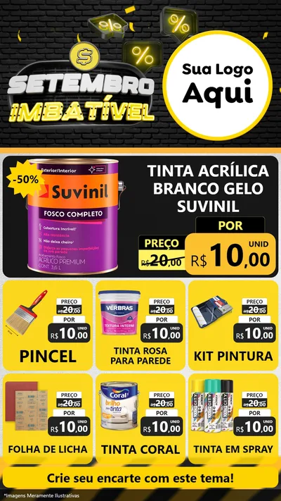 Modelo de Rede Social para Stories com o tema Setembro Imbatível para Tintas e Ferramentas