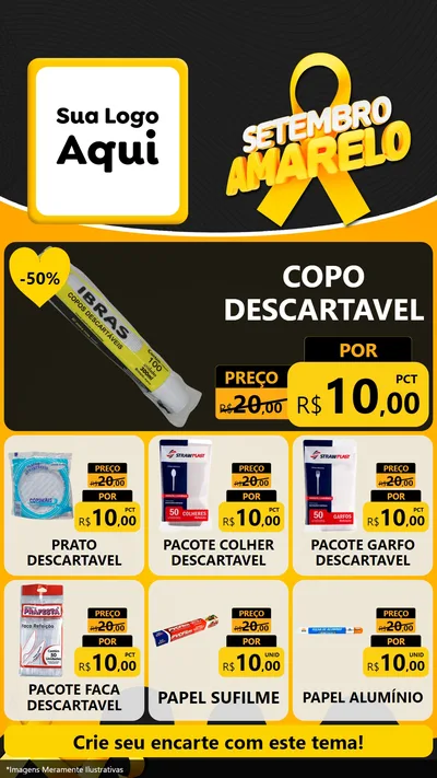 Modelo de Rede Social para Stories com o tema Setembro Amarelo para Embalagens