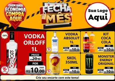 Modelo de Encarte para Encarte A4 Horizontal com o tema Fecha Mês para Distribuidora de bebidas