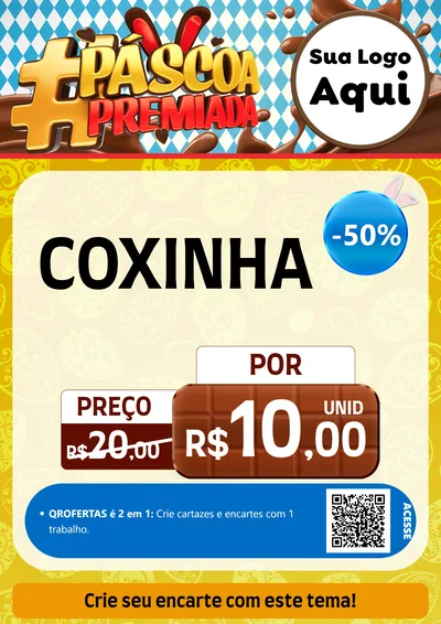 Modelo de Cartaz para Cartaz A4 Vertical com o tema Páscoa Premiada para Salgadaria