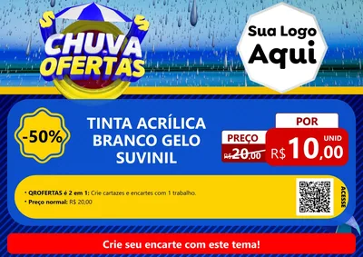 Modelo de Cartaz para Cartaz A4 Horizontal com o tema Chuva de Ofertas para Tintas e Ferramentas