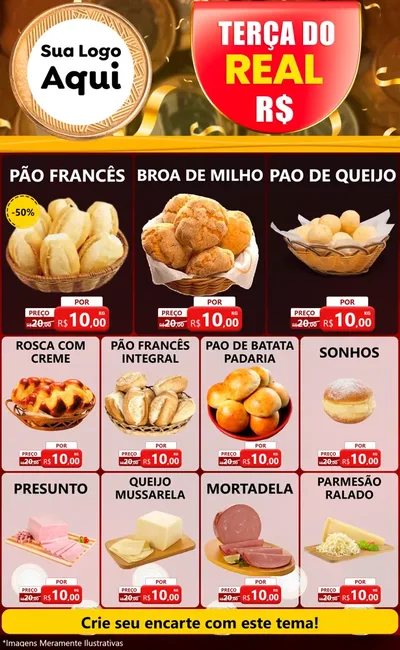 Modelo de Encarte para Encarte Grande com o tema Terça do Real para Padaria