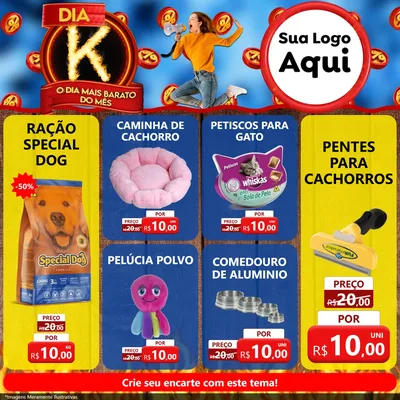Modelo de Rede Social para Feed Facebook com o tema Dia K - O Dia Mais Barato Do Mês para Pet Shop