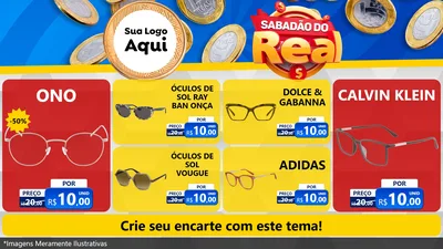Modelo de TV para TV Horizontal com o tema Sabadão do Real para Óticas