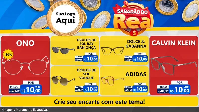 Modelo de TV para TV Horizontal com o tema Sabadão do Real para Óticas