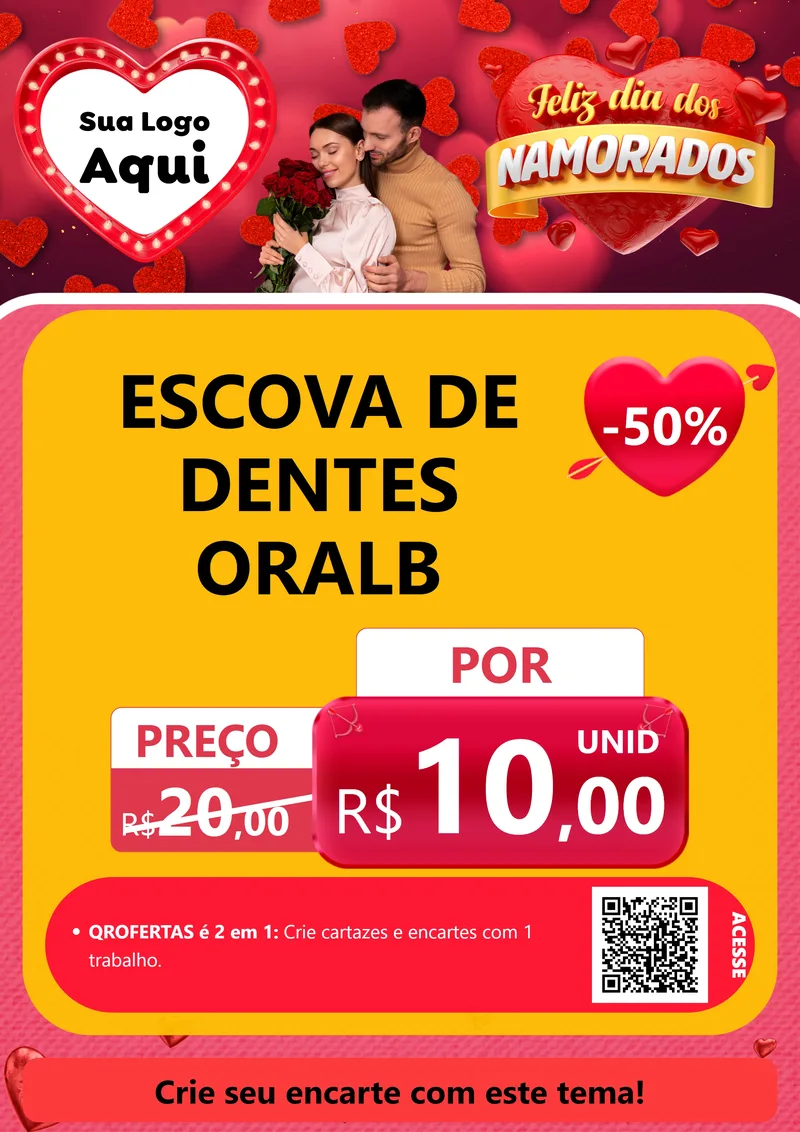 Modelo de Cartaz para Cartaz A4 Vertical com o tema Feliz Dia Dos Namorados para Higiene Pessoal