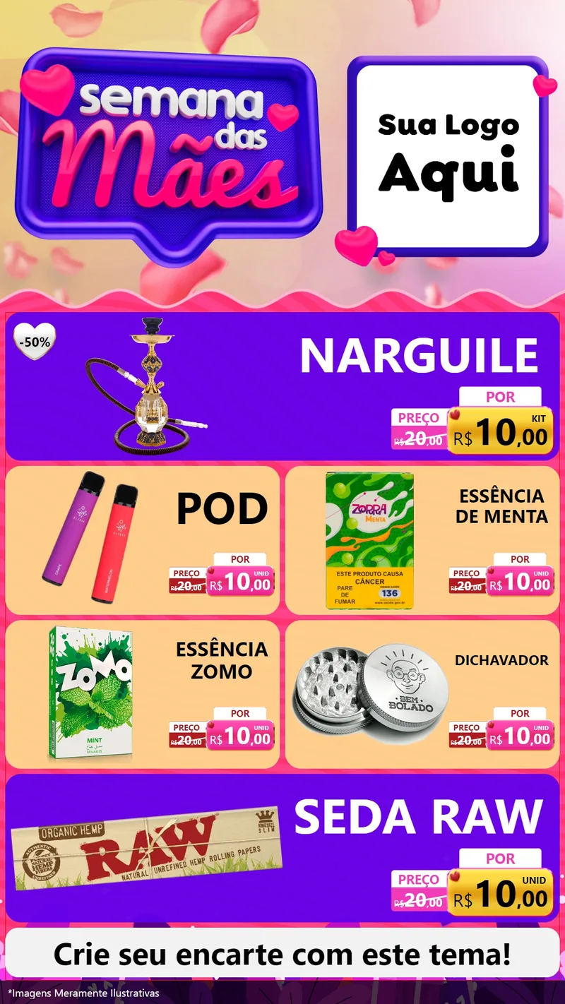 Modelo de TV para TV Vertical com o tema Semana das Mães para Tabacaria