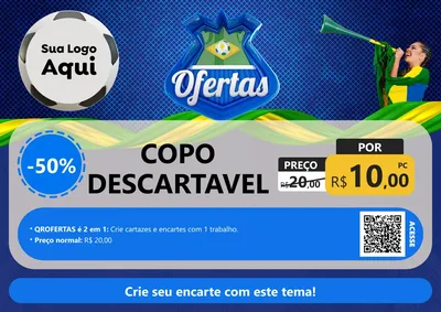 Modelo de Cartaz para Cartaz A4 Horizontal com o tema Ofertas (Futebol) para Embalagens