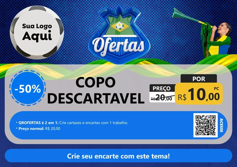 Modelo de Cartaz para Cartaz A4 Horizontal com o tema Ofertas (Futebol) para Embalagens