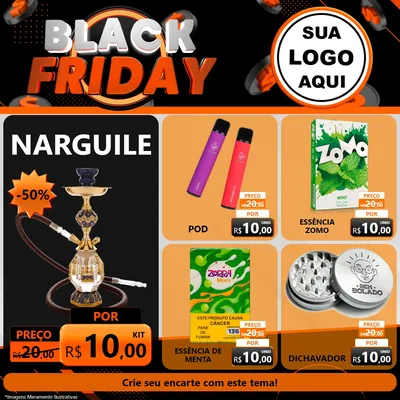 Modelo de Rede Social para Feed Facebook com o tema Black Friday para Tabacaria
