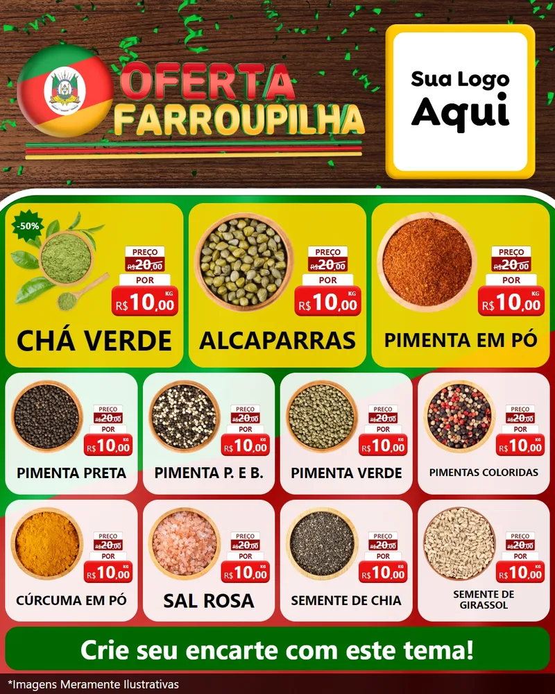 Modelo de Rede Social para Feed Instagram com o tema Oferta Farroupilha para Produtos Naturais