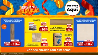 Modelo de TV para TV Horizontal com o tema Esquenta de Carnaval para Pisos e revestimentos
