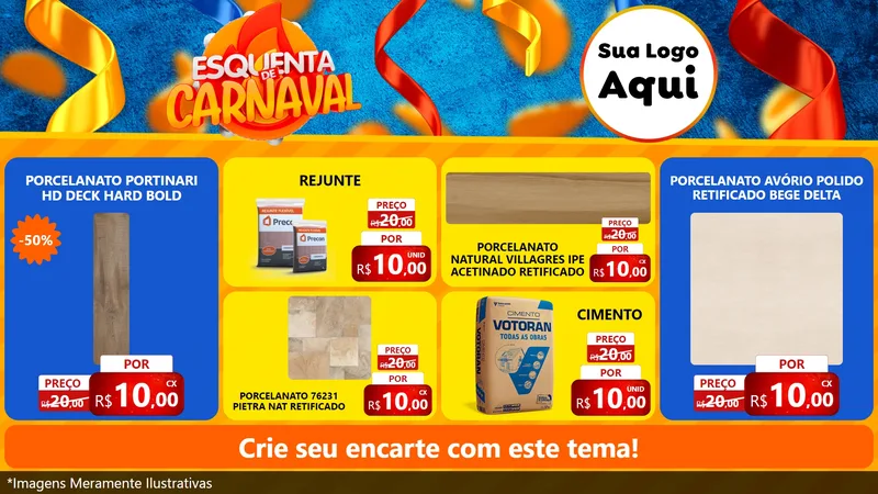 Modelo de TV para TV Horizontal com o tema Esquenta de Carnaval para Pisos e revestimentos