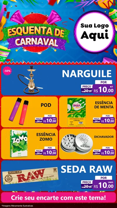 Modelo de TV para TV Vertical com o tema Esquenta de Carnaval para Tabacaria