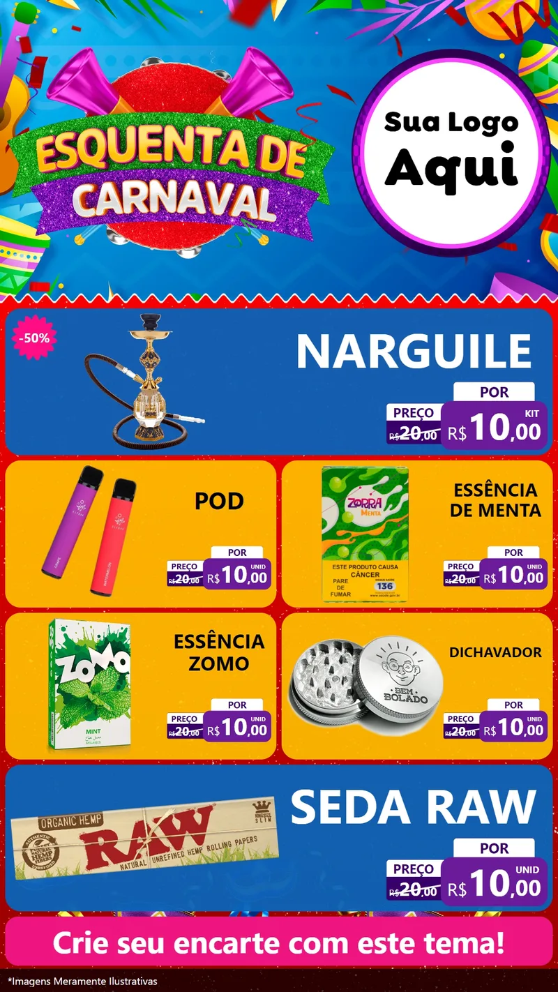 Modelo de TV para TV Vertical com o tema Esquenta de Carnaval para Tabacaria