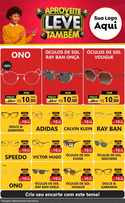 Modelo de Encarte para Encarte Grande com o tema Aproveite e Leve Também para Óticas