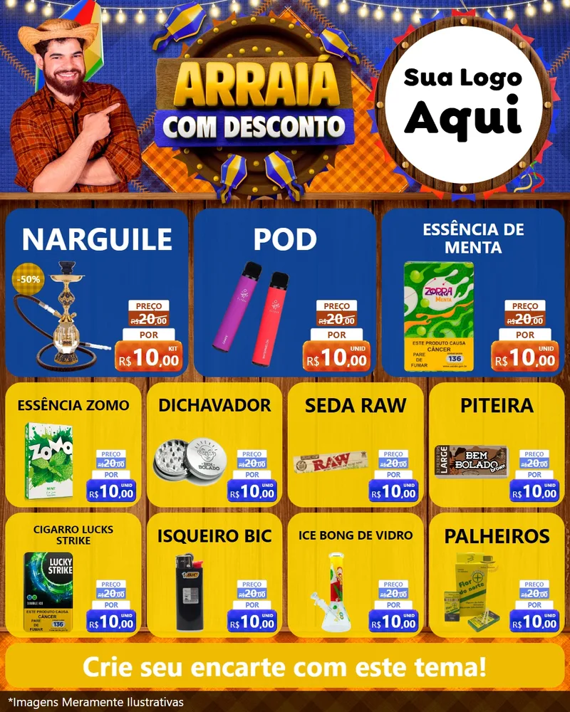Modelo de Rede Social para Feed Instagram com o tema Arraiá Com Desconto para Tabacaria