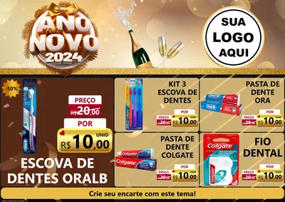 Modelo de Encarte para Encarte A4 Horizontal com o tema Feliz Ano Novo 2027 para Higiene Pessoal