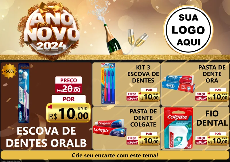 Modelo de Encarte para Encarte A4 Horizontal com o tema Feliz Ano Novo 2027 para Higiene Pessoal