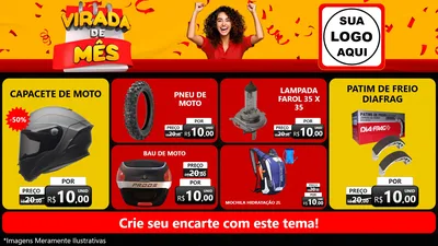 Modelo de TV para TV Horizontal com o tema Virada de Mês para Moto peças