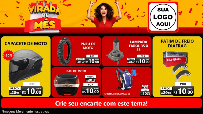Modelo de TV para TV Horizontal com o tema Virada de Mês para Moto peças