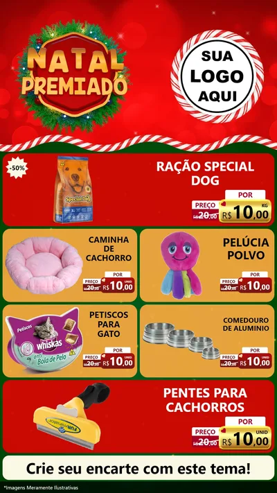 Modelo de TV para TV Vertical com o tema Natal Premiado para Pet Shop