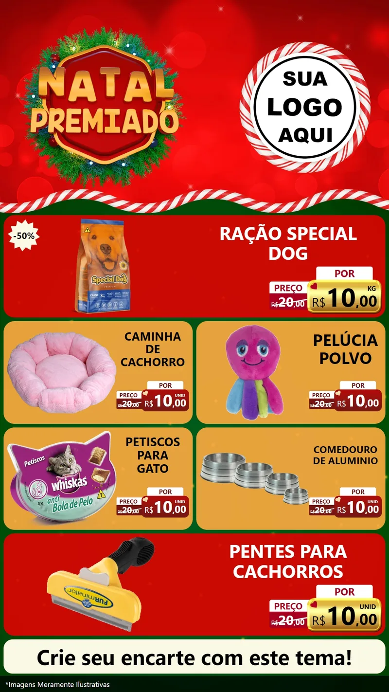 Modelo de TV para TV Vertical com o tema Natal Premiado para Pet Shop