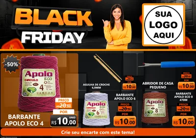 Modelo de Encarte para Encarte A4 Horizontal com o tema Black Friday para Armarinho e Aviamentos
