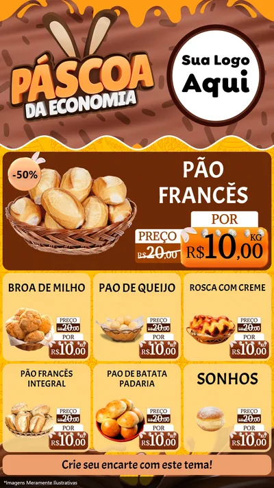 Modelo de Rede Social para Stories com o tema Páscoa da Economia para Padaria