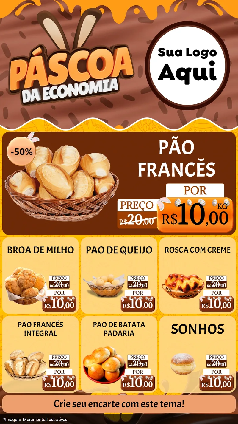 Modelo de Rede Social para Stories com o tema Páscoa da Economia para Padaria