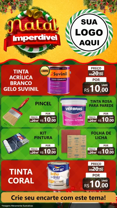 Modelo de TV para TV Vertical com o tema Natal Imperdível para Tintas e Ferramentas