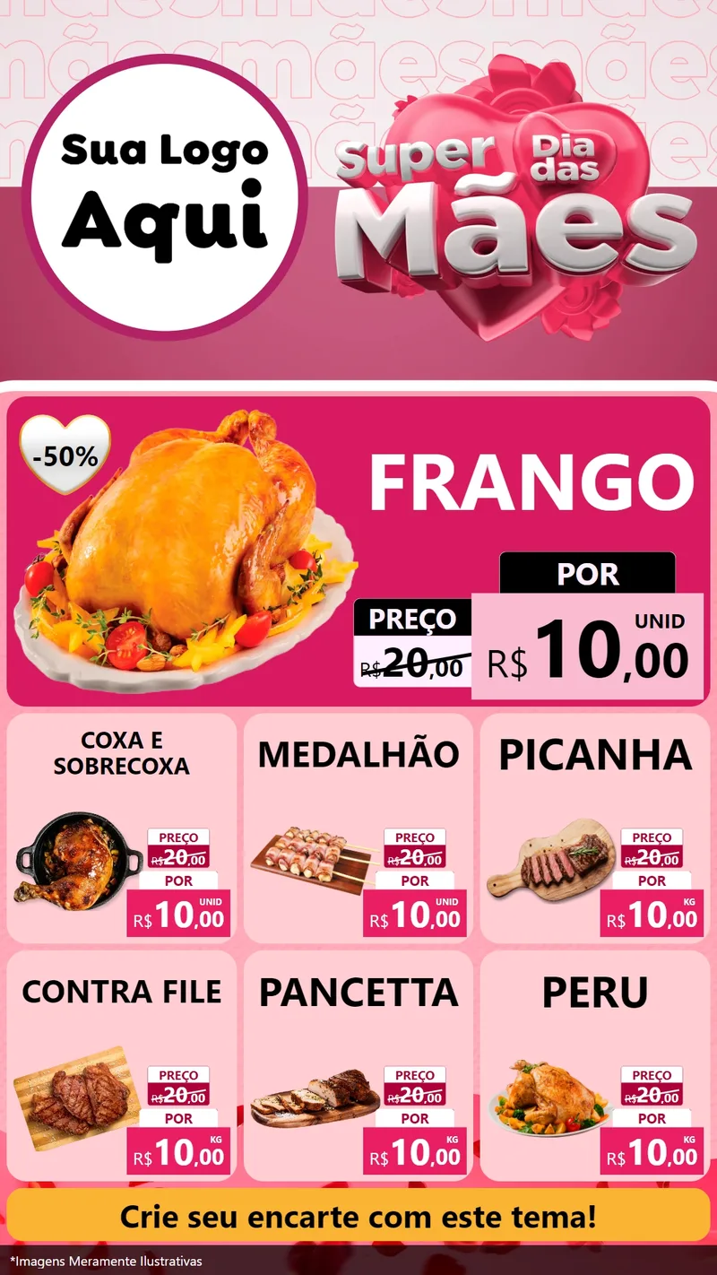 Modelo de Rede Social para Stories com o tema Super Dia Das Mães para Assados