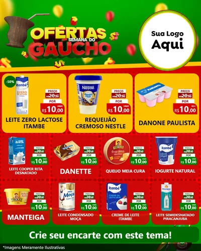 Modelo de Rede Social para Feed Instagram com o tema Ofertas Semana Do Gaúcho para Frios e Laticínios
