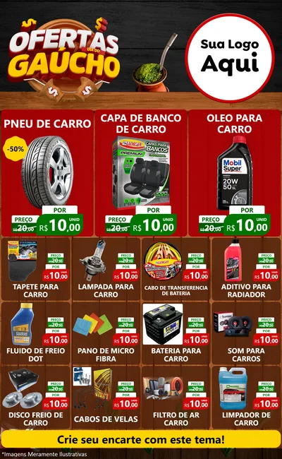 Modelo de Encarte para Encarte Grande com o tema Ofertas Dia do Gaúcho para Auto peças