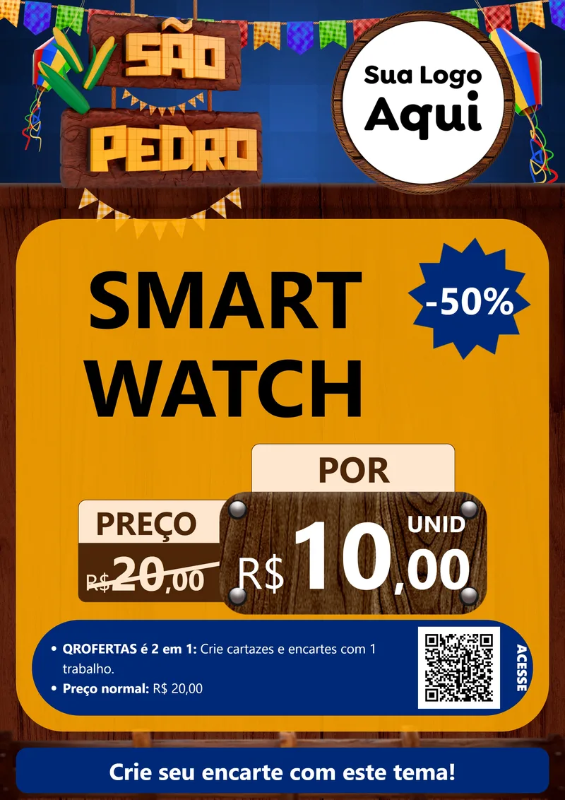Modelo de Cartaz para Cartaz A4 Vertical com o tema São Pedro para Informática