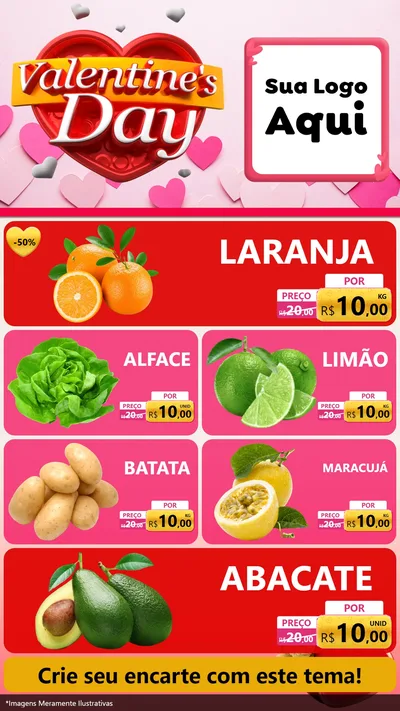 Modelo de TV para TV Vertical com o tema Valentine's Day para Hortifrúti